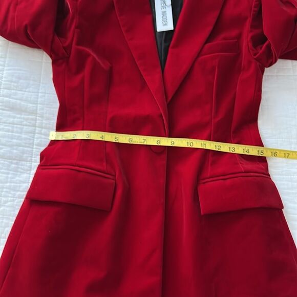 Steve Madden Red Velvet Blazer Jacket Women’s XS NWT Party Holiday Career - Picture 11 of 15